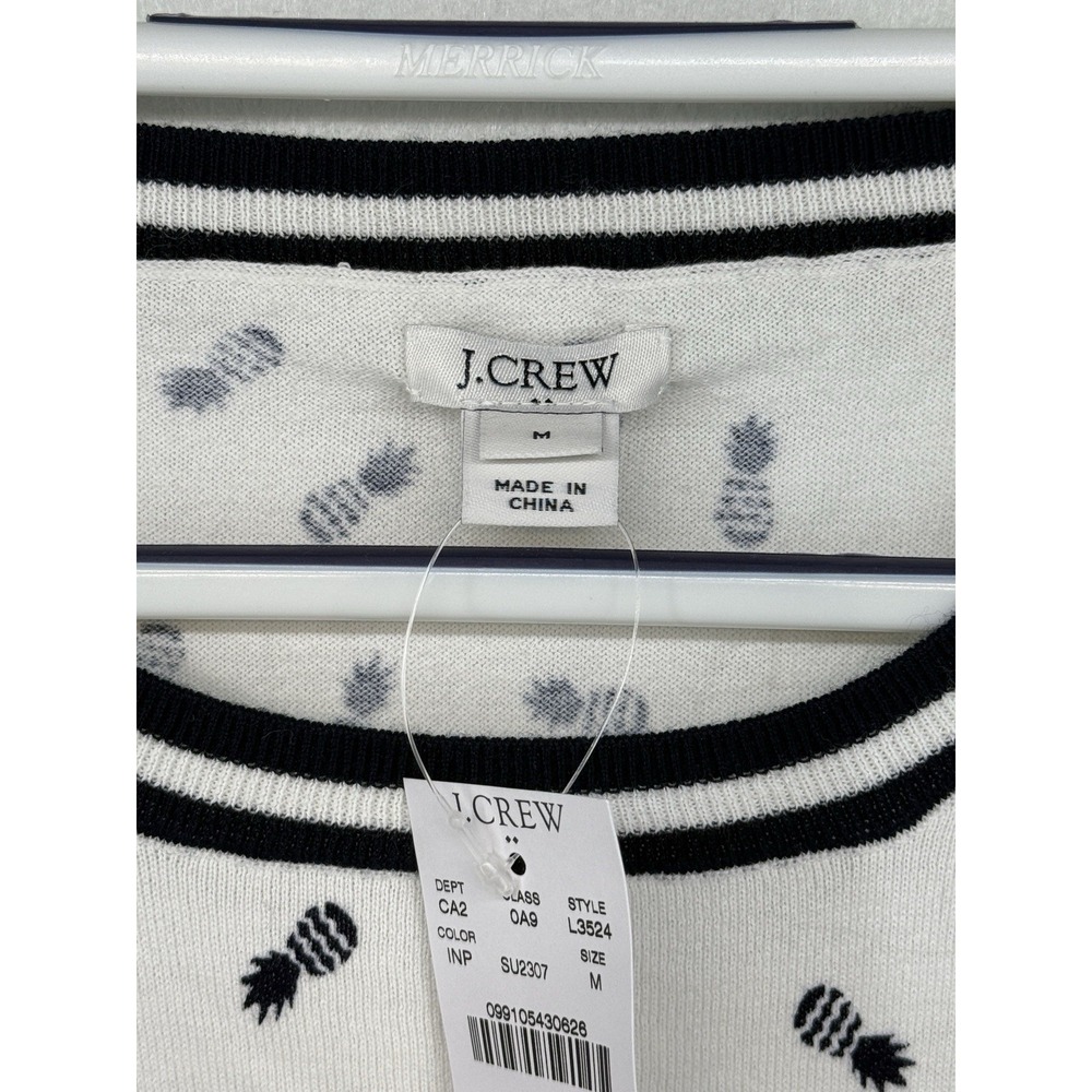 NWT J. Crew Women's Gray Pineapple Print Teddie Sweater Size Medium - Picture 2 of 5